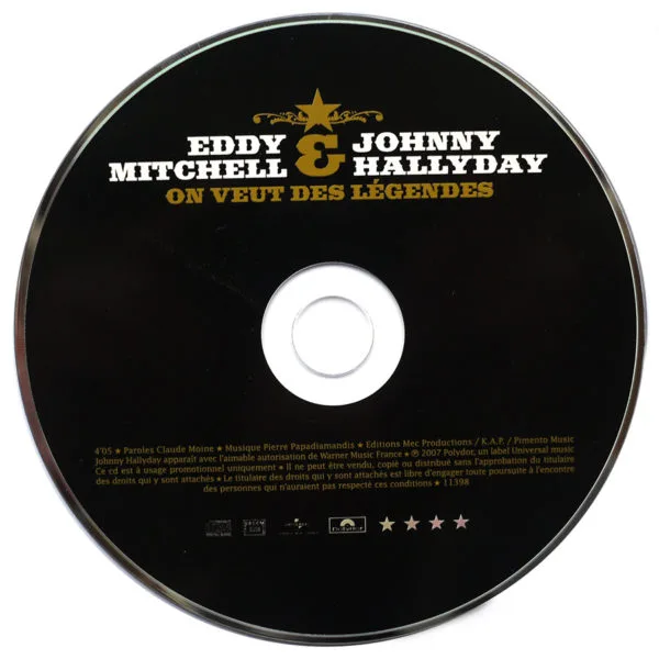 ON VEUT DES LEGENDES en duo avec Eddy Mitchell  (CD Promo 11398) - Image 3