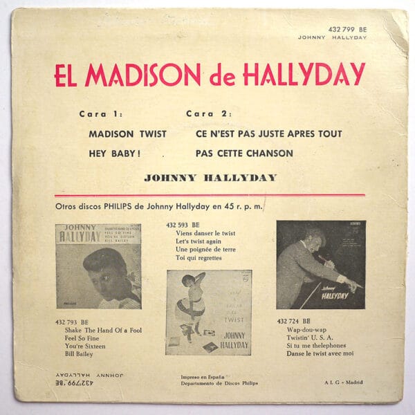 EL MADISON DE HALLYDAY  (Vinyle ROSE !) - Image 2